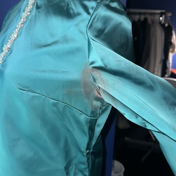 Vintage 1970s Emerald Green Mini Dress – Handmade – Long Sleeve – Size Small - Picture 9 of 10